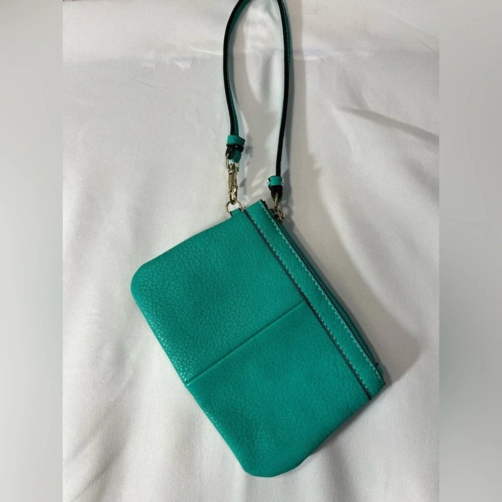 Wilsons Leather Turquoise wristlet Bag 90s Y2K leather coin‎ purse wallet purse